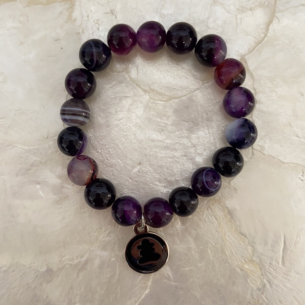 🦋Genuine Purple Agate Elastic Bead Bracelet